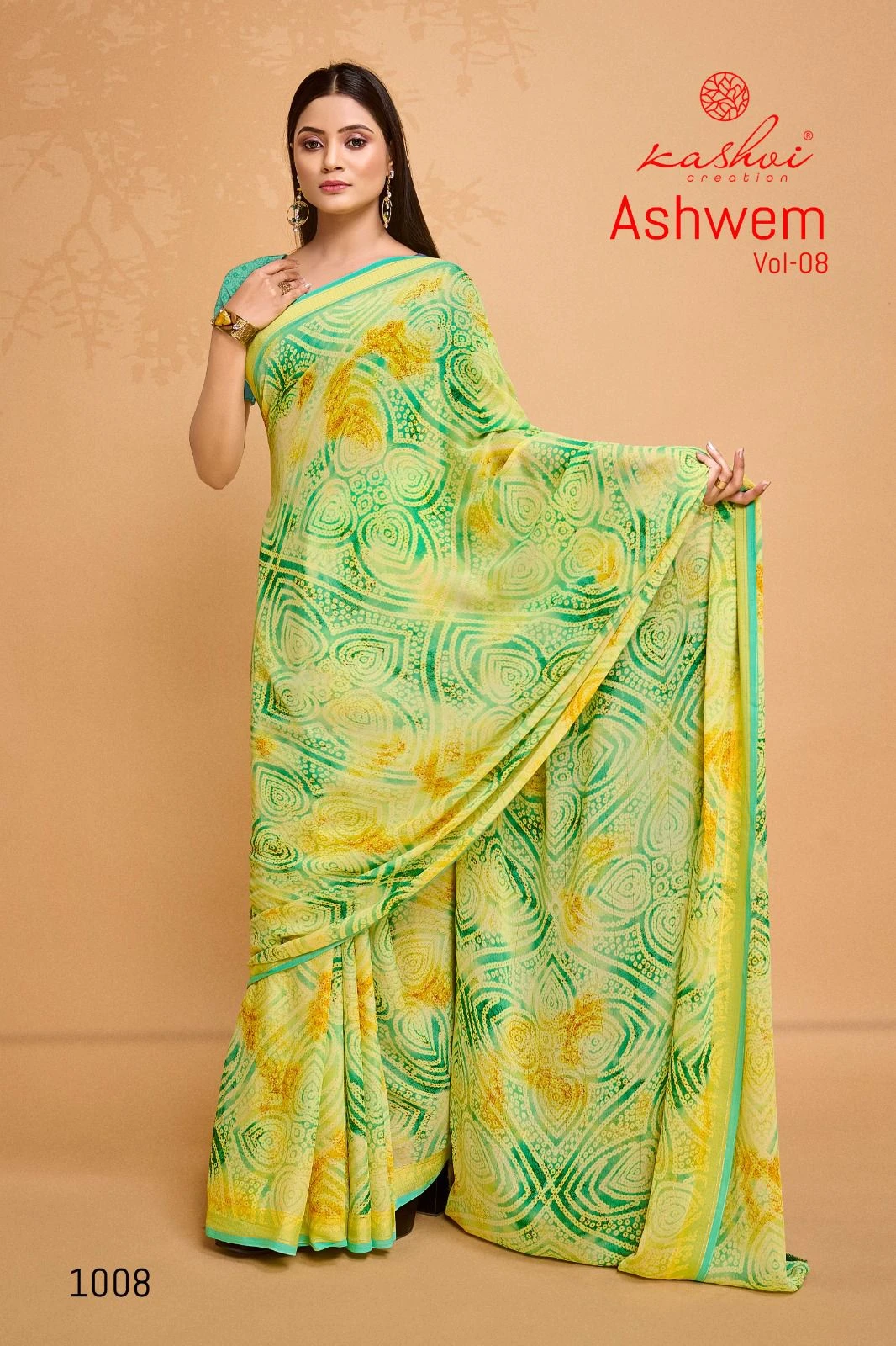 Kashvi Creation Ashwem Vol 08 Dull Moss Wholesale Fancy Sarees Catalog — Wholesale Sarees, Kashvi Creation wholesale from Surat — view 7